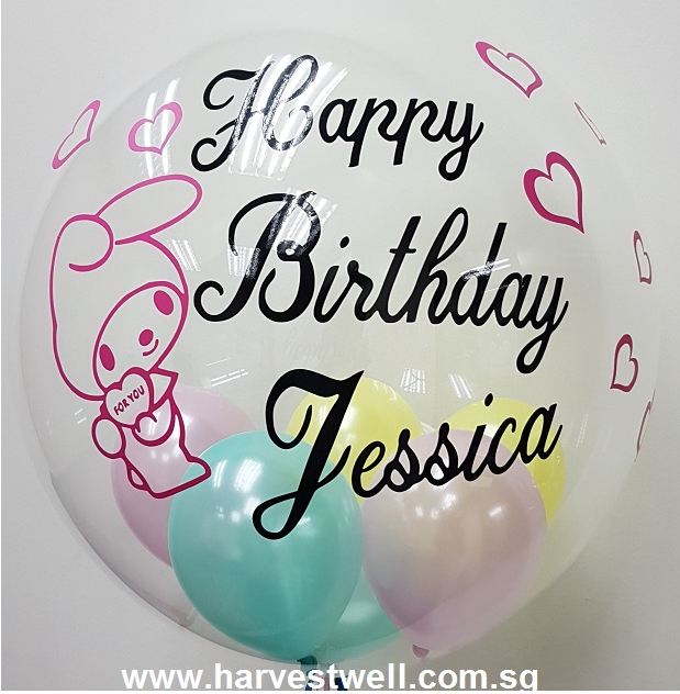 Personalised My Melody Theme Bubble Balloon Personalised My Melody Theme Bubble Balloon